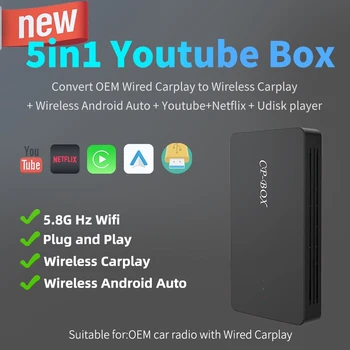 Streaming Box Carplay Android Auto vezeték nélküli adapter Smart Car AI Box 5in1 USB Dongle Youtube Netflix az Apple Samsung Xiaomi számára