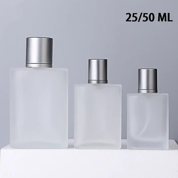 25 / 50ml csavaros tetejű homokfúvott üveg parfümös üveg folyékony spray-palack üres palackadagoló palack üres smink finom köd