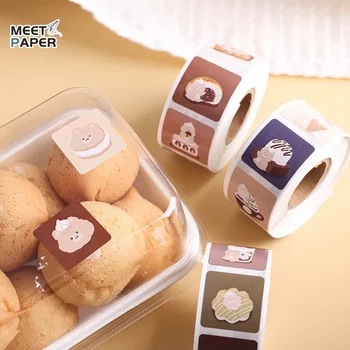 500db/tekercs Aranyos medve Kawaii csomagolás dekorációs pecsét matrica Sütés matricák üzleti árucikkhez DIY ajándékcímke Megjegyzés