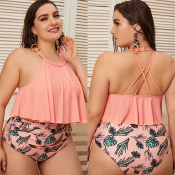 501 Rózsaszín bikini Nagy Plus size strandruha szexi női fürdőruha külön napozás Ingyenes szállítási öltöny Nő 2022 nyár Elegáns L