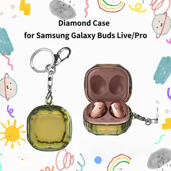  Fülhallgató tok Samsung Galaxy Buds Live / Pro gyémánt fülhallgató védőtok kemény borítással kulcstartó fejhallgató tartozékokkal