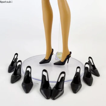 5pár/tétel Divatbaba cipő Barbie baba kiegészítőkhöz Irodai hölgy magas sarkú szandálcipő 1/6 BJD babaház gyerekeknek DIY játékok