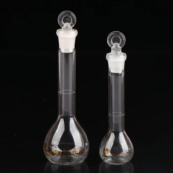 1 db 10/25 ml-es átlátszó üveg mérőlombik Dugóval ellátott üvegedények Kémiai laboratóriumi üveglombik ellátás dugóval