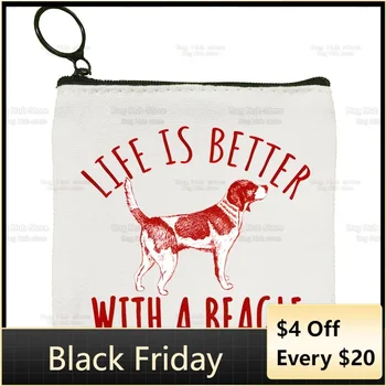 Beagle rajzfilm érme pénztárca női szövet Bagel kutya aranyos kis pénztárca Mini kuplungtáska Aranyos vászon kulcstartó érme pénztárca