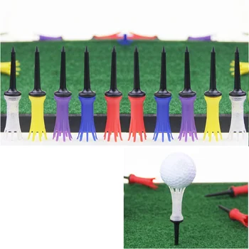 5Pcs Golf pólók Fehér műanyag tartó Vezetési tartomány Turn Lock gumi pólók állítható magasságú edzés Gyakorlat Póló tartomány 86mm-96mm