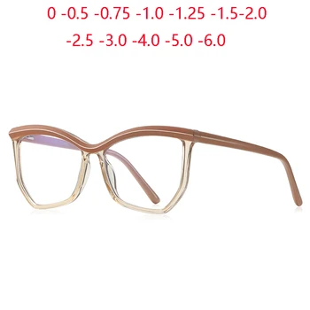 Coffce Frame Polygon rövidlátó szemüveg nőknek Kék fény blokkoló TR90 diák dioptriás szemüveg 0 -0,5 -0,75 - -6,0