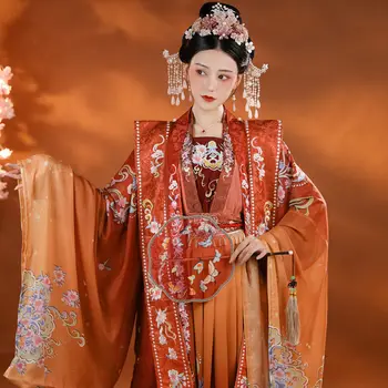 Luxus Hanfu női koi szín Dalrendszer Xipei nagy széles ujjú hosszú szoknya hímzett derékszoknya Kínai szél nyári ханьфу