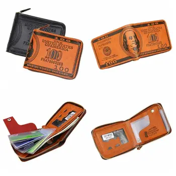 PU Kuplungtáska Amerikai dollár minta pénztárca PU bőr fotókártya-tartó Pénz zseb pénztárca érme pénztárca ZIpper férfi pénztárca Nők