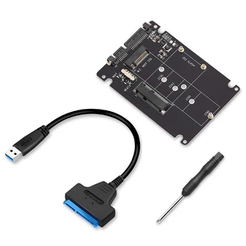 M.2 NGFF vagy MSATA SATA 3.0 adapter USB 3.0 - 2.5 SATA merevlemez 2 az 1-ben átalakító olvasókártya kábellel PC-hez laptop