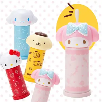Kawaii Sanrio kiegészítők Rajzfilm Hello Kittys My Melody Cinnamoroll Vattapálca doboz Aranyos szépségtároló doboztartó Lányok ajándéka