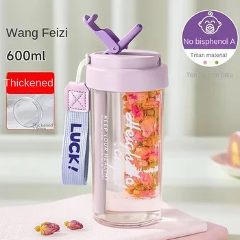 600 ml vizes palack élelmiszer minőségű tritán anyag vizes csésze szalmával csésze kültéri hordozható vizes palack Handy Cup sportpalack