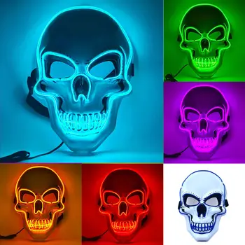 PVC fehér koponyamaszk LED ragyogás Halloween kiegészítők Öltözz fel