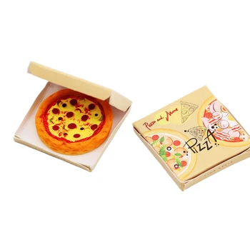 1Set miniatűr pizza Hasznos dobozos pizza játékház modell kiegészítők Könnyű dekoratív babaház étel