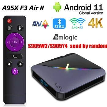 A95X F3 Air II TV doboz Android11 Amlogic S905W2/Y4 RGB BT5.0 AV1 3D 2.4G & 5G Wifi 4K HDR médialejátszó Set Top Box PK Tanix W2