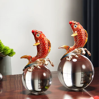 Hongyun Koi zománc hal kristálygömb dekoráció szerencsés nappali TV szekrény tanulmány kreatív lakberendezés