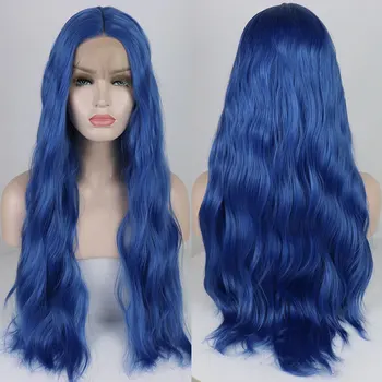 Bombshell Blue Water Wave szintetikus 13X4 csipke elülső parókák ragasztó nélküli, kiváló minőségű hőálló szálas haj divatos női parókákhoz