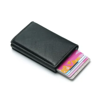 Egyéni kártyatartó Rfid fekete szénszálas bőr Silm pénztárca férfi ajándék személyre szabott RFID kártyatartó pénzcsipesszel Pénztárca