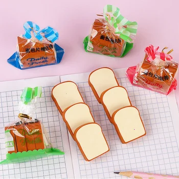 Random Egy édes és kreatív pirítós kenyérradír készlet gyerekeknek Iskolai kellékek Ajándékok írása Kawaii radír Helyhez kötött radír