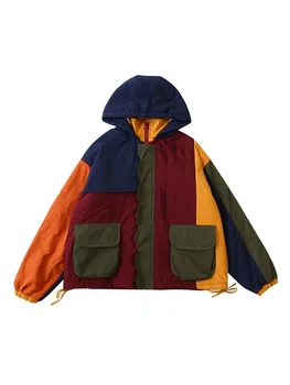 2023 Téli vintage nők kapucnis vastag kabátok Női pamut parkas kabát meleg gyapjúbélés felsőruházat patchwork kabátok