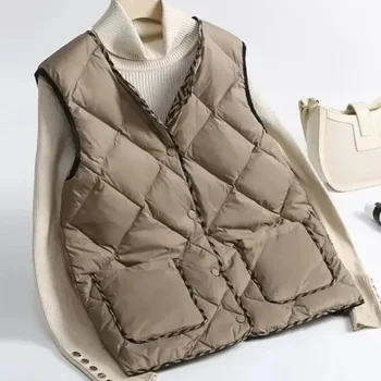koreai ujjatlan kabát felsőruházat őszi tél új pehely pamut mellény termikus meleg vastag női női kabátok (pulóver nélkül)