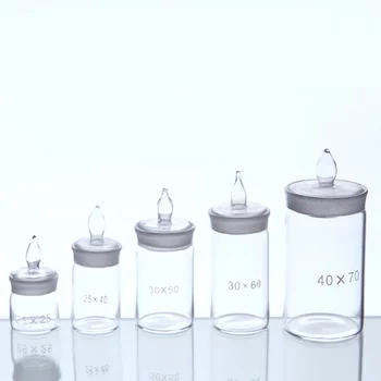 10-90mm alacsony Magas formájú üveg tömítés Mérőedény minta palack laboratóriumi forgó üvegáru kémiai kísérlet