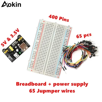 400 Tie Point prototípus PCB kenyértábla 65db ugrókábel vezetékekkel MB102 Breadboard 5V 3.5V tápegység Arduino-hoz