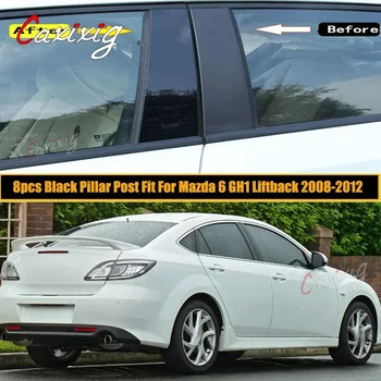 Autóoszlop oszlopok Mazda 6 GH1 Liftback sport ferdehátú 2008-2012 fényes fekete ajtó ablak díszítő burkolat matricák Automatikus stílus
