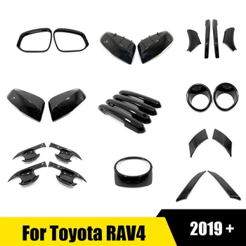 LHD Toyota RAV4 RAV 4 2019-2023 autó oldalsó ajtó visszapillantó tükör fedél burkolat burkolat matrica ABS fekete kiegészítők külső készlet