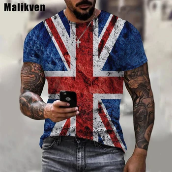 2023új Unisex Casual British Flag 3D nyomtatott póló O-nyakú rövid ujjú Plus Size póló Egyesült Királyság. Nemzeti zászló nyomtatott férfi póló