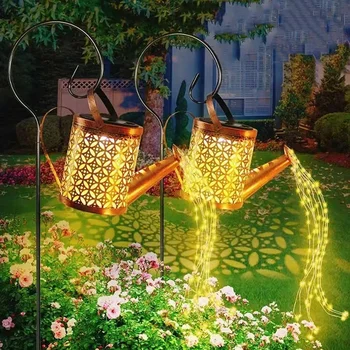 Napelemes öntözőkanna fény függő vízforraló lámpa fény vízálló kerti dekoráció fém retro lámpa kültéri asztalhoz terasz gyep YarD