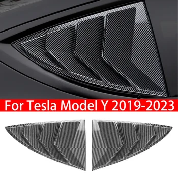Tesla Model Y 2019-2023 autóhoz Hátsó zsaluablak oldalsó redőnyfedél burkolat burkolat matrica szellőző gombóc ABS szénszálas fekete kiegészítők