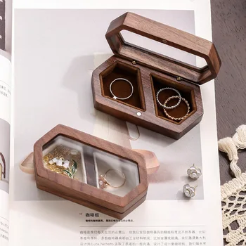 Esküvői ajánlat Ceremónia doboz Ékszer fülbevaló gyűrű Fadoboz átlátszó porálló tároló doboz Ajándék ajándék csúcskategóriás díszdoboz