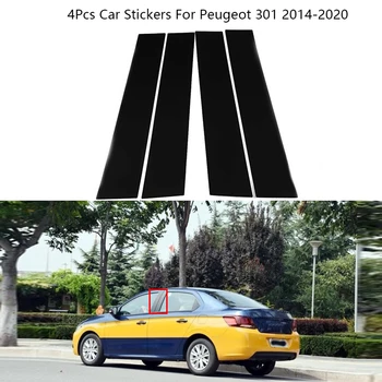 4db/szett szénszálas fekete autóoszlop oszlop fedél ajtó burkolat ablakdísz matricák Peugeot 301 2014-2020 autós kiegészítők