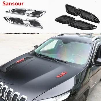 Sansour 2 db autó stílus DIY autó 3D cápa kopoltyú oldalsó szellőzőnyílás sárvédő fedél lyuk szívócsatorna áramlás rács dekoráció matrica