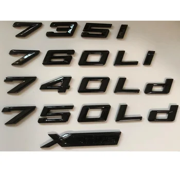 Fényes, fényes fekete betűk a BMW XDrive 730i 735i 740i 750i 730Li 735Li 740Li 750Li 760Li 740Ld 750Ld 760Ld emblémák szimbólumai