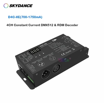Skydance 12V-48V 24V 4 csatornás DMX 512 Dekóder 700-1750mA RJ45 7 PWM Állandó áramú RDM vezérlő DMX jel RGB/RGBW dimmer