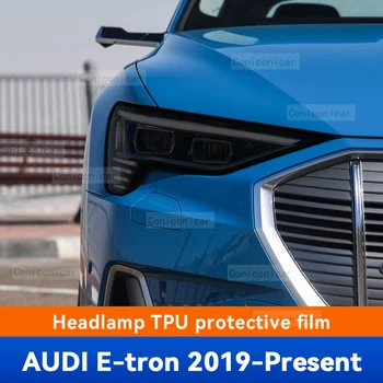Audi E-tron 2019-2022 autós fényszóró füstölt fekete TPU védőfólia első lámpa árnyalatának módosítása Borító matrica kiegészítők