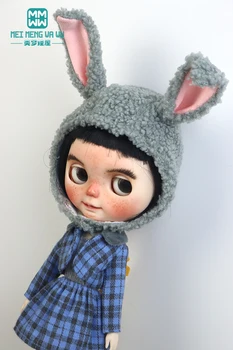Blyth baba ruhák divat pulóver ruha kockás szőrme galléros kabát öltöny Azone OBitsu FR Toys ajándékhoz