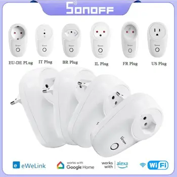 SONOFF WIFI S26R2 intelligens aljzat DE-EU / BR / FR / IL / US Smart Plug modul hang- / távirányító az Ewelink Alexa Google Home App segítségével