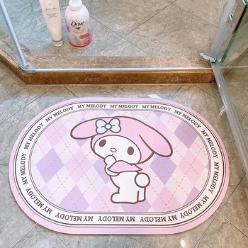 Sanrio Kawaii Hello Kitty szőnyeg Kuromi Cinnamoroll Anime Rajzfilm Aranyos Kezdőlap Új, erősen nedvszívó foltálló csúszásgátló szőnyeg