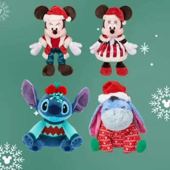 Eredeti anime Kawaii baba Disney hivatalos karácsonyi kollekció Mickey Minnie Stitch fül plüss baba születésnapi ajándék gyerekeknek
