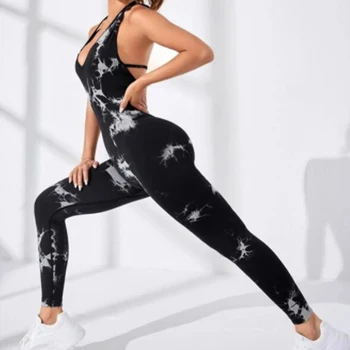 Női tréningruhák Hát nélküli jóga szett Ujjatlan sport jumpsuit Egyrészes jóga szett fitneszhez Edzőtermi edzőruhák Aktív viselet