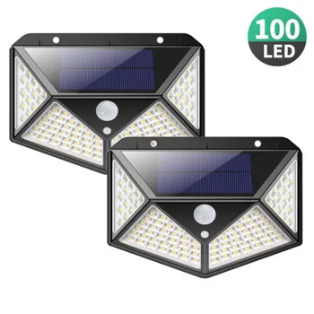1/2/4Pcs kültéri napelemes fali lámpák 100 LED napelemes lámpa PIR mozgásérzékelő Napelemes napfény utcai fény kerti lámpákhoz