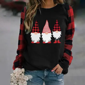 Karácsonyi mintás kapucnis pulóverek női pulóverek téli könnyű, hosszú ujjú pulóver blúz Harajuku bő pulóver overszie ingek