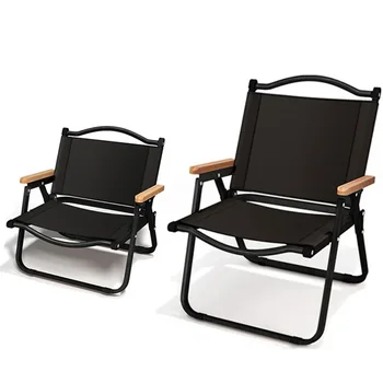 1Pcs Kempingszék Kültéri hordozható turisztikai szék Alumíniumötvözet Faerezetű összecsukható szék Strandfelszerelés szék