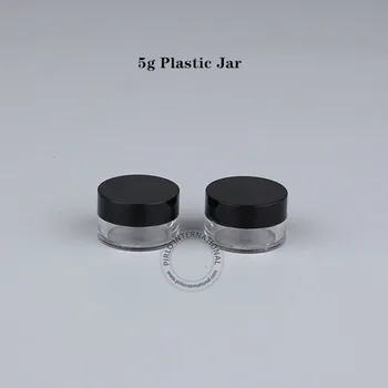 Nagykereskedelem Üres 5g fekete műanyag krémes üvegek kozmetikai tartály Mini átlátszó körömüveg újratölthető sminkpalack hordozható utazás