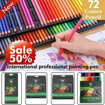 72 színes professzionális olajfesték ceruzakészlet, művészrajz és vázlattoll, iskolai művészeti kellékek, színes ceruzák