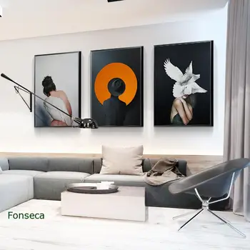 Modern divat modell vászonfestés irodai poszter és nyomtatás lakberendezés fali képek a nappalihoz hálószoba