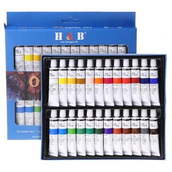24 szín Professzionális olajfestmény festék rajz pigment 12ml csövek készlet művész dropship