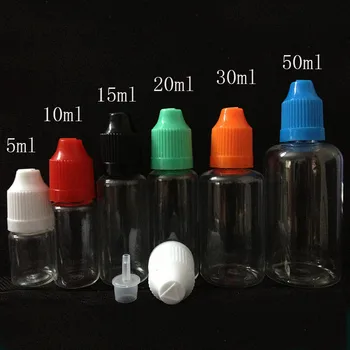 100db üres E Folyékony palack 3ml 5ml 10ml 15ml 20ml 30ml 50ml 100ml PET műanyag cseppentő palack gyermekbiztos kupakkal körömgél